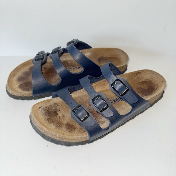 Birkenstock Florida Navy Blue Soft Footbed Oiled Leather Sz 40/ 9-9.5 Narrow Fit - Picture 6 of 15